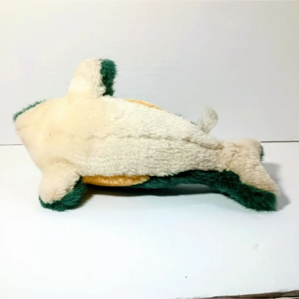 Vtg PMS Dolphin Teal White Tan Soft Plush Stuffed Animal Toy Small Whale Fish